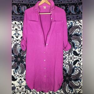 Magaschoni gauze organic cotton button front dress S